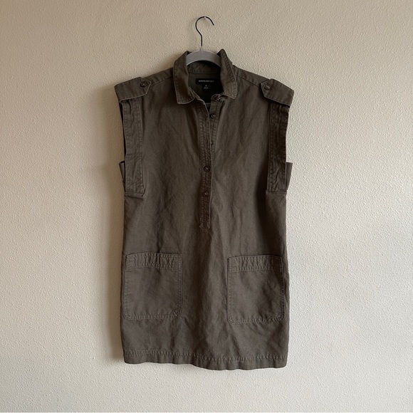 Banana Republic Olive Utility Canvas Shirt Dress Medium - Picture 2 of 10